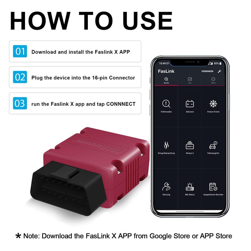 OBDResource OBD2 Scanner Bluetooth 4.0 Professional Automotive Diagnostic Scan Tool for iOS & Android Device Car Code Reader Check Engine Light Supports Torque, FasLink app - Image 3
